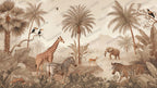 Safari Animals Wallpaper, Jungle Wall Mural, Beige Nursery Decor, Peel and Stick - View 6