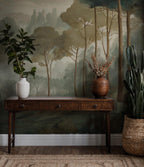 Misty Forest Peel and Stick Wall Mural, Classic European Landscape Wallpaper - View 2