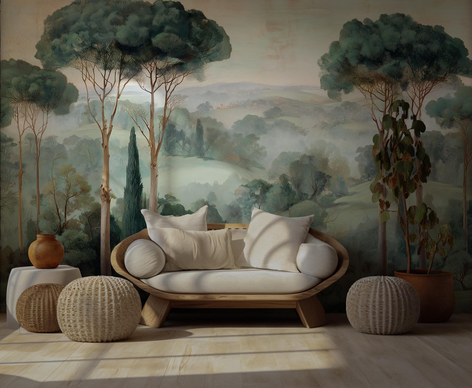 Woodland Forest Peel and Stick Wallpaper, Serene Forest Landscape Wal Mural - View 4