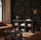 Dark Leafl Peel and Stick Wallpaper: Moody Botanical Wall Mural - View 2