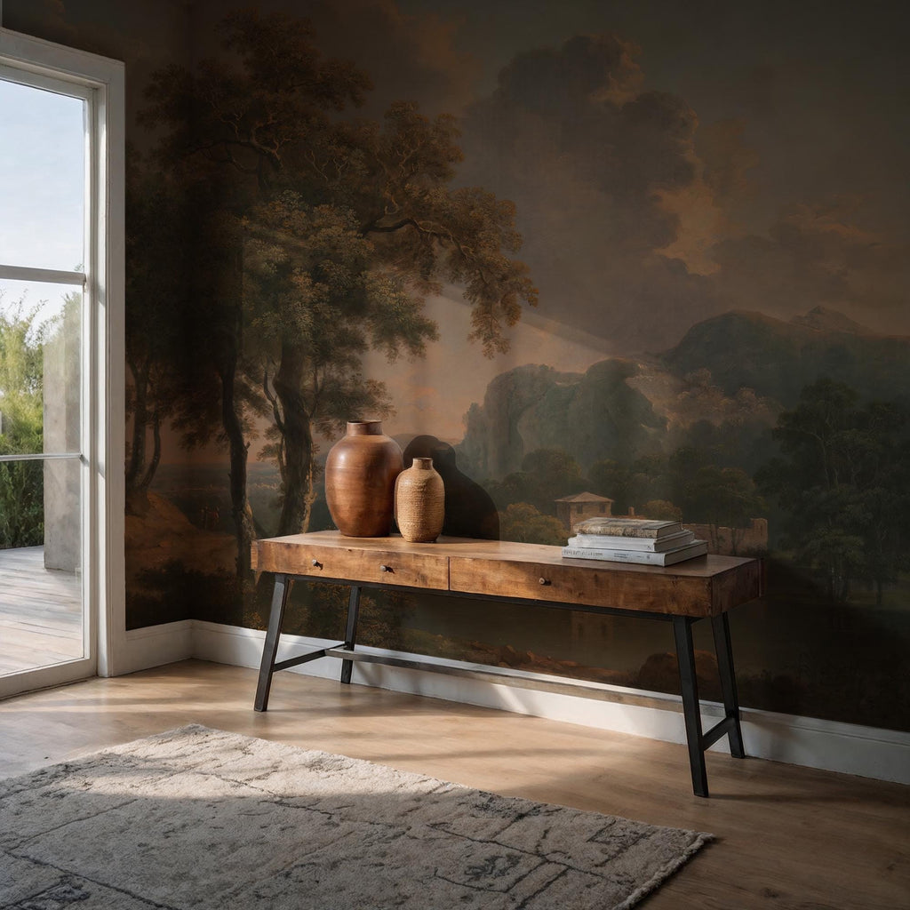 Vintage Landscape Wallpaper, Big Tree Peel and Stick Wallpaper - View 2