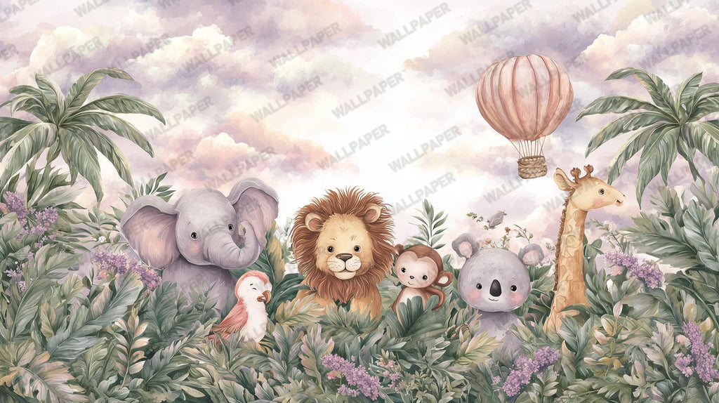 Jungle Safari Wallpaper, Baby Room Peel and Stick Wallpaper - View 6