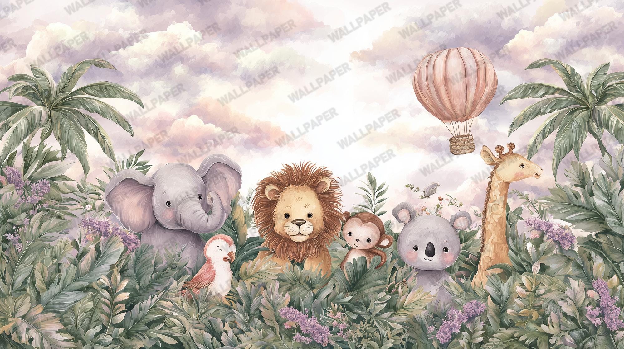 Jungle Safari Wallpaper, Baby Room Peel and Stick Wallpaper - View 6