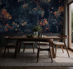 Moody Floral Forest Wallpaper – Dark Botanical Wall Mural, Peel & Stick