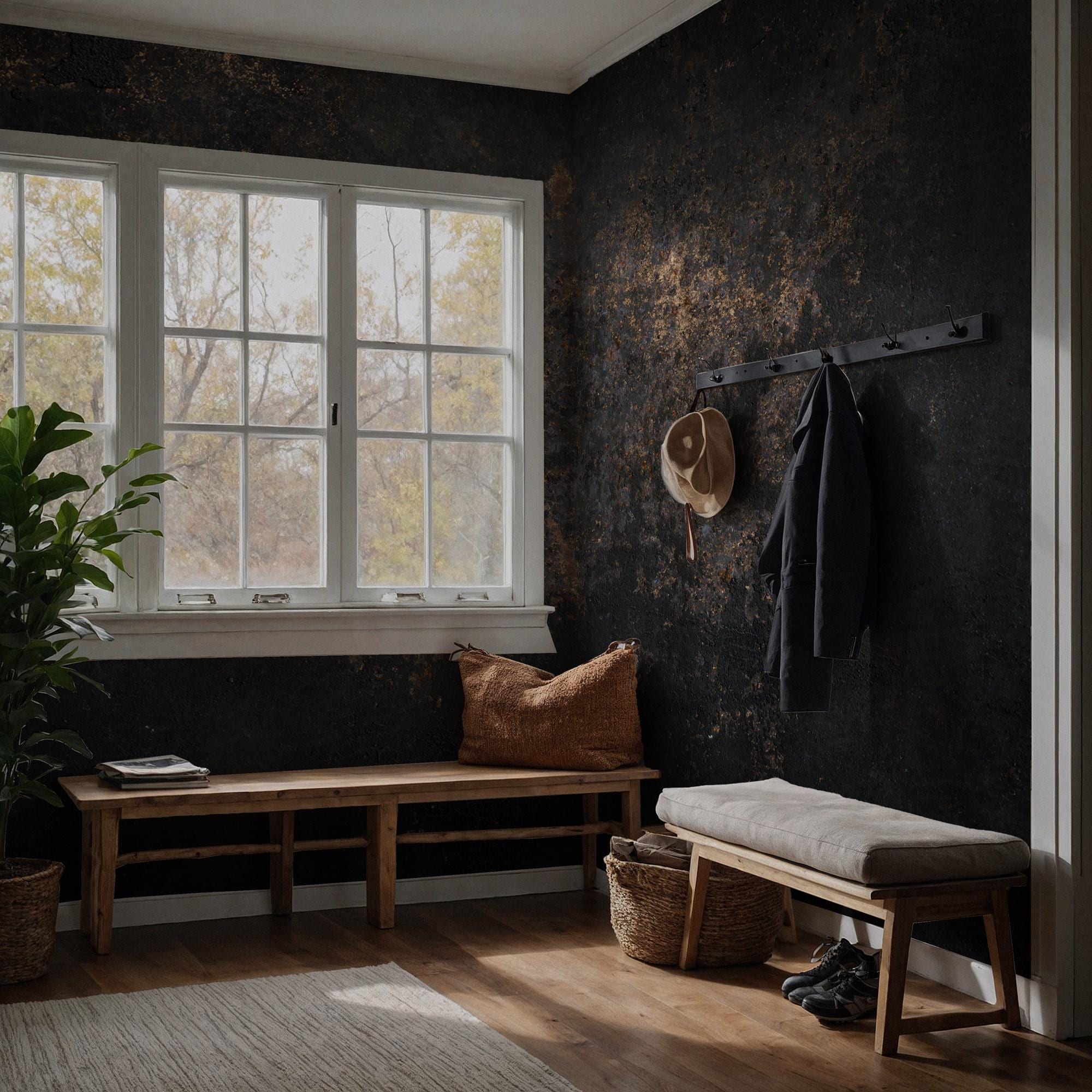 Dark Concrete Texture Wallpaper: Industrial Grunge Wall Mural - Peel and Stick - View 3