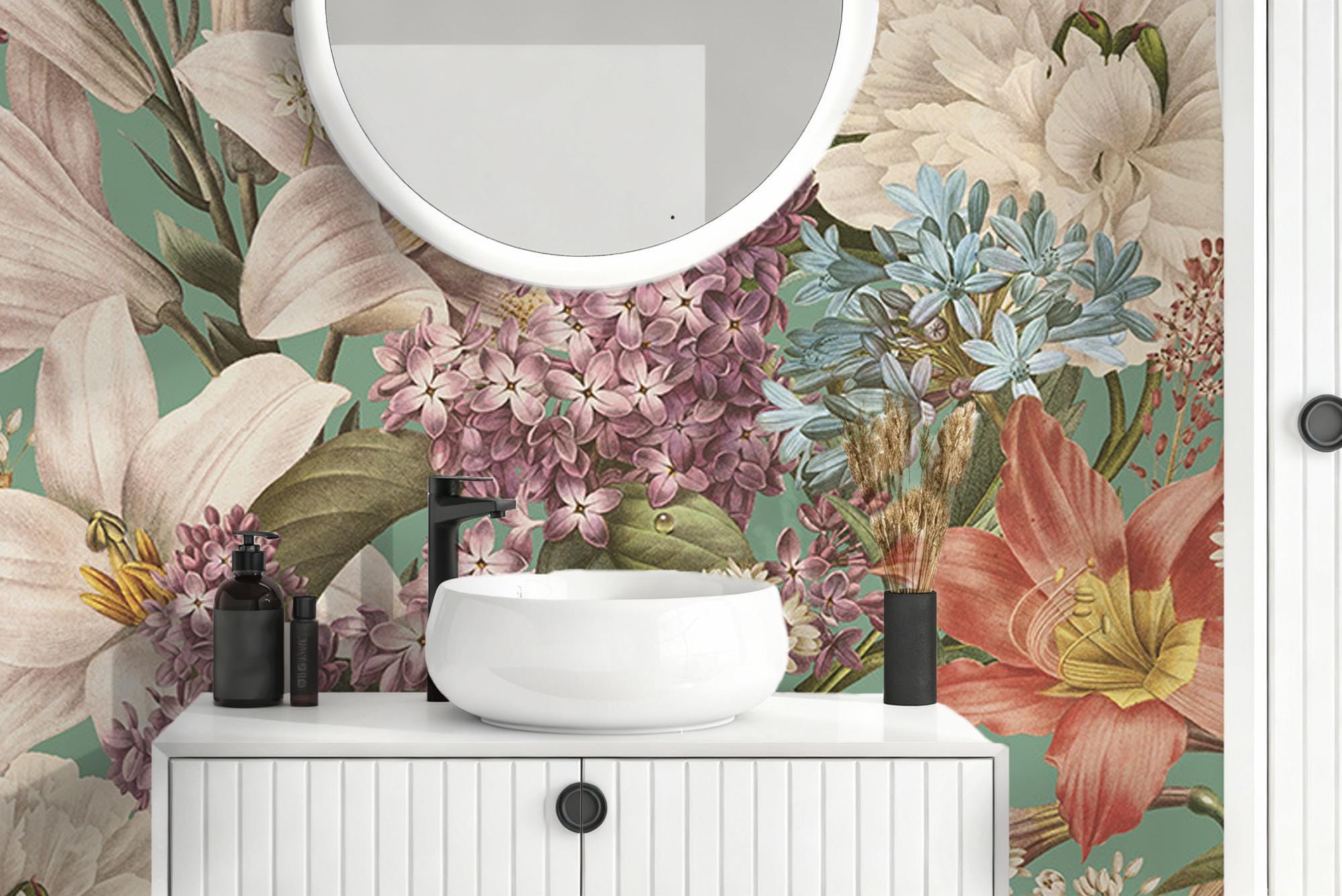 Large Floral Peel & Stick Wallpaper: Bold Peony Wall Mural - View 3