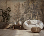 Vintage Forest Landscape Wallpaper: Antique Nature, Peel and Stick Wall Mural - View 2