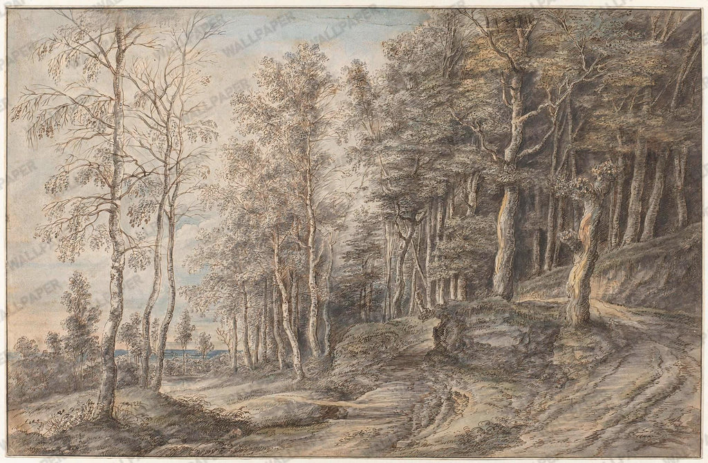 Vintage Forest Landscape Wallpaper: Antique Nature, Peel and Stick Wall Mural - View 7