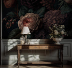 Dark Floral Wall Art, Vintage Botanical Flowers, Elegant Moody Floral Peel and Stick Wallpaper - View 4