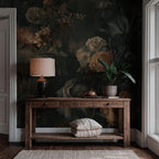 Vintage Botanical Floral Wallpaper – Dark Green Flowers Peel and Stick - View 4