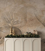 Vintage Tropical Botanical Wallpaper: Neutral Palm Leaves Peel and Stick Wall Mural - View 4