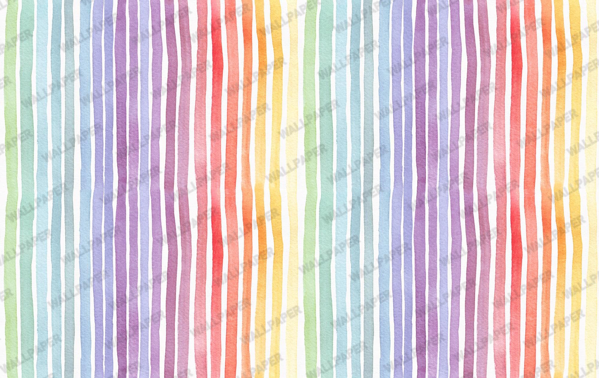 Pastel Rainbow Watercolor Stripes Wallpaper: Nursery Wall Mural, Peel and Stick - View 5