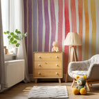 Pastel Rainbow Watercolor Stripes Wallpaper: Nursery Wall Mural, Peel and Stick - View 4