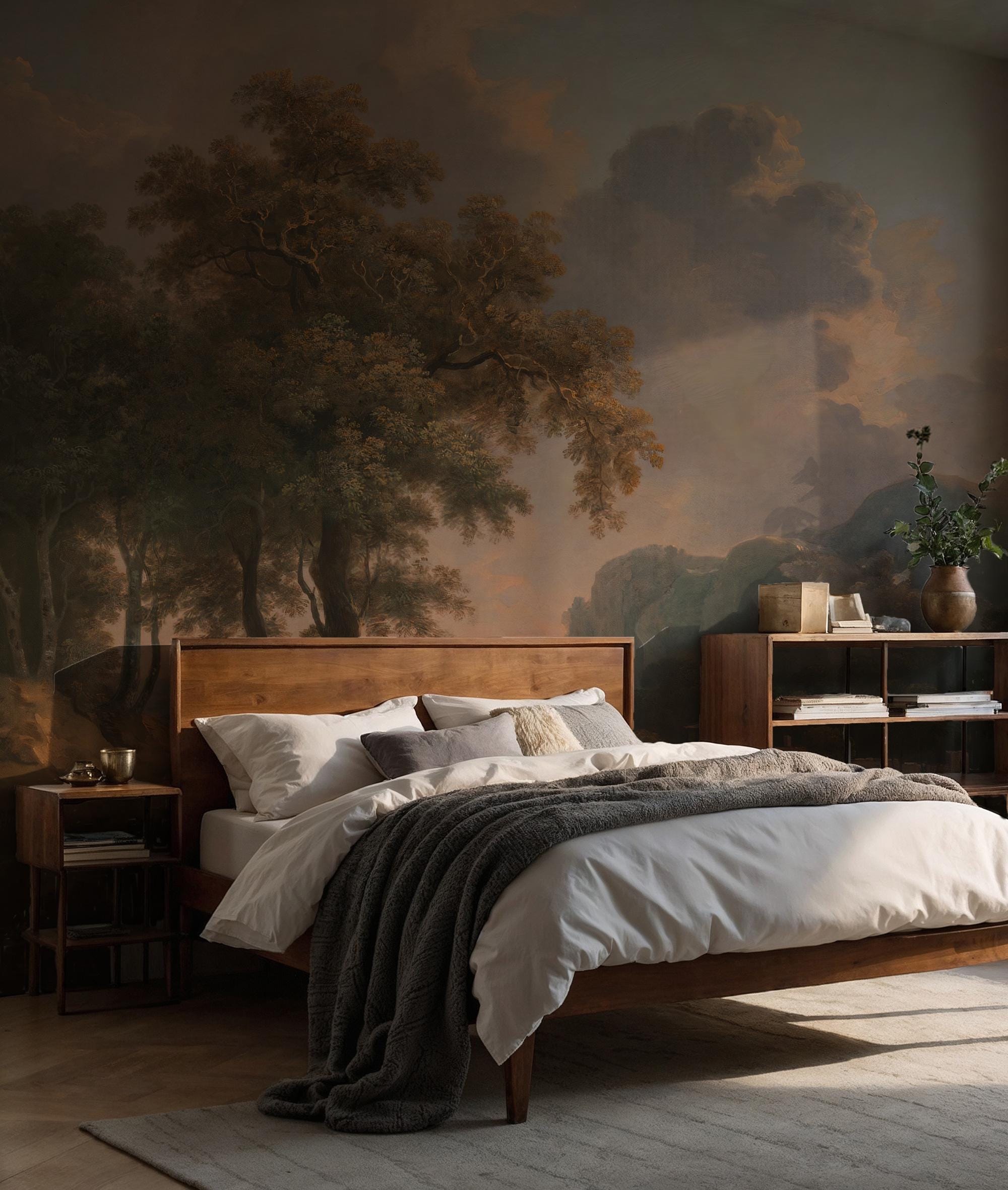 Vintage Landscape Wallpaper, Big Tree Peel and Stick Wallpaper - View 4