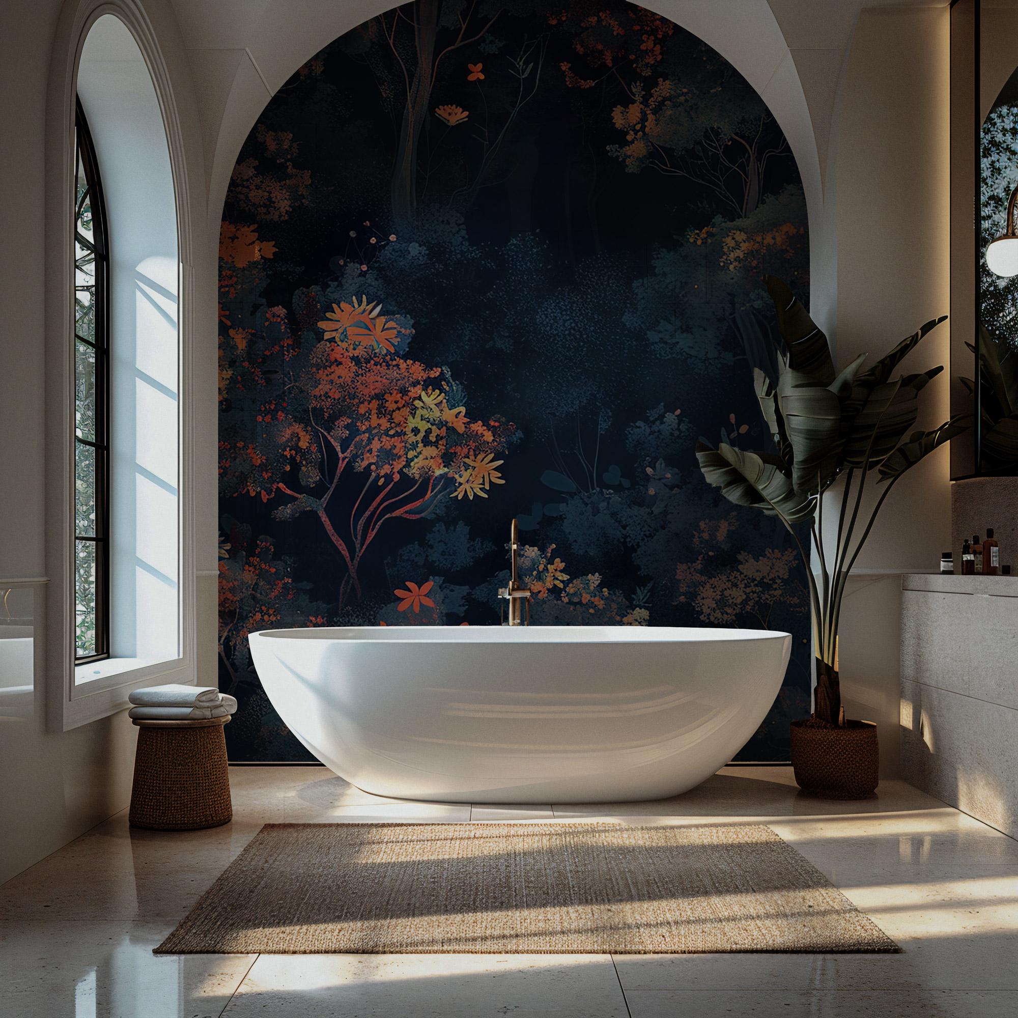 Moody Floral Forest Wallpaper – Dark Botanical Wall Mural, Peel & Stick - View 6