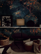 Moody Floral Forest Wallpaper – Dark Botanical Wall Mural, Peel & Stick - View 5