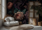 Dark Floral Wall Art, Vintage Botanical Flowers, Elegant Moody Floral Peel and Stick Wallpaper - View 3
