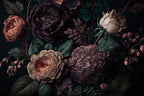Dark Floral Wall Art, Vintage Botanical Flowers, Elegant Moody Floral Peel and Stick Wallpaper - View 8