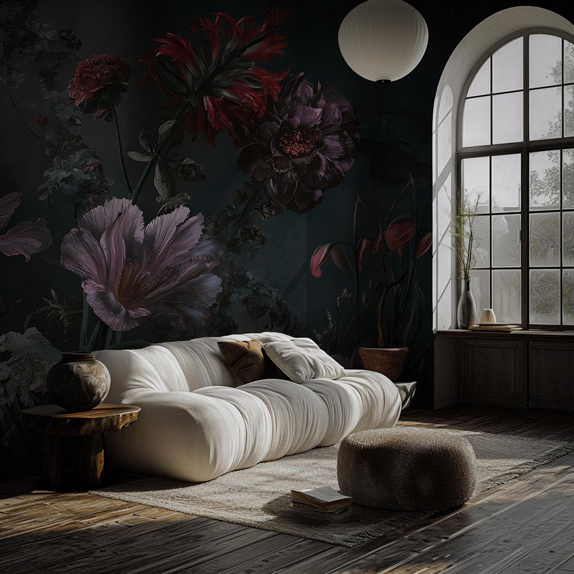 Dark Floral Botanical Wallpaper