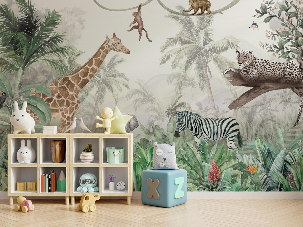Jungle Safari Wallpaper: Kids Room Peel and Stick Wallpaper - View 4