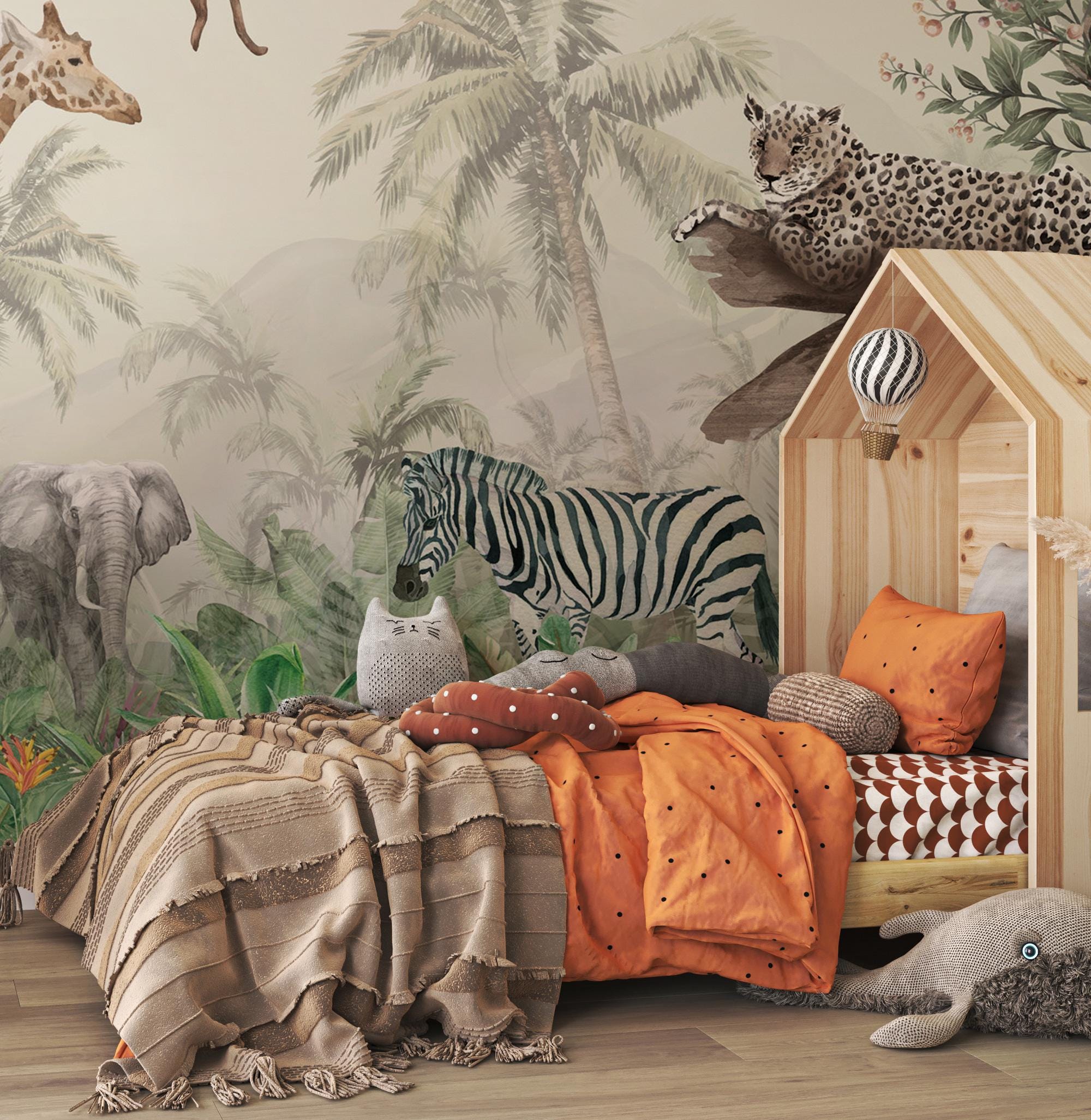 Jungle Safari Wallpaper: Kids Room Peel and Stick Wallpaper - View 3