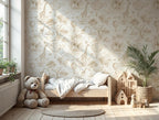 Brown Safari Nursery Wallpaper: Jungle Animals Peel and Stick Mural - View 4