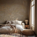 Beige Gold Textured Plaster Wallpaper: Peel and Stick Wall Mural - View 2