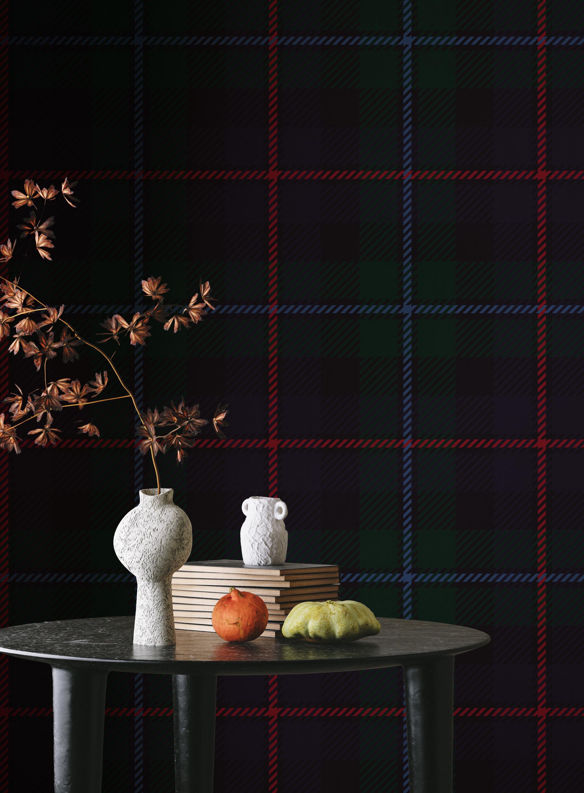 Dark Green Navy Tartan Plaid Wallpaper; Peel and Stick Wall Mural
