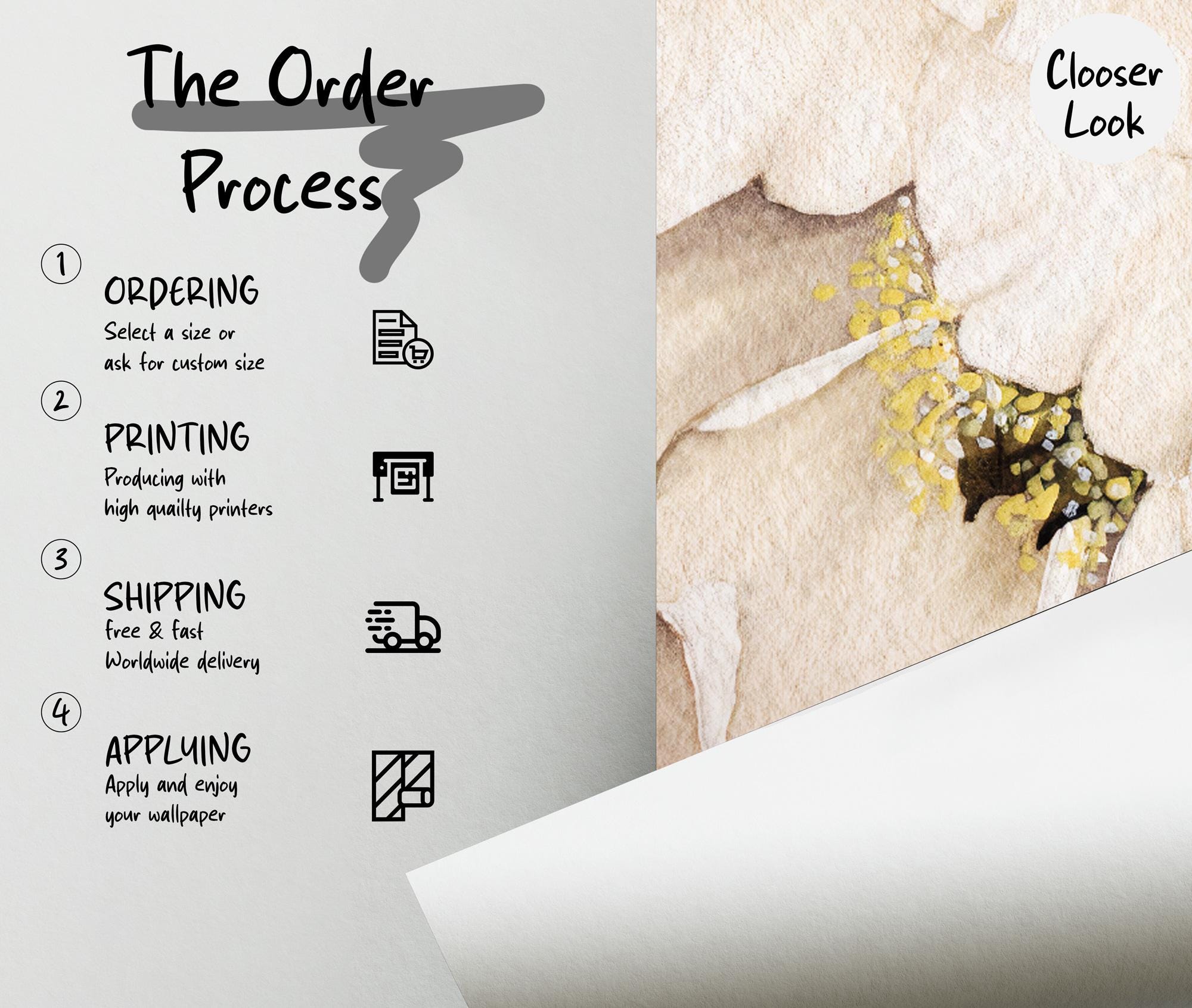 Romantic Peony Floral Wallpaper; Vintage Peel and Stick Wall Mural - View 6