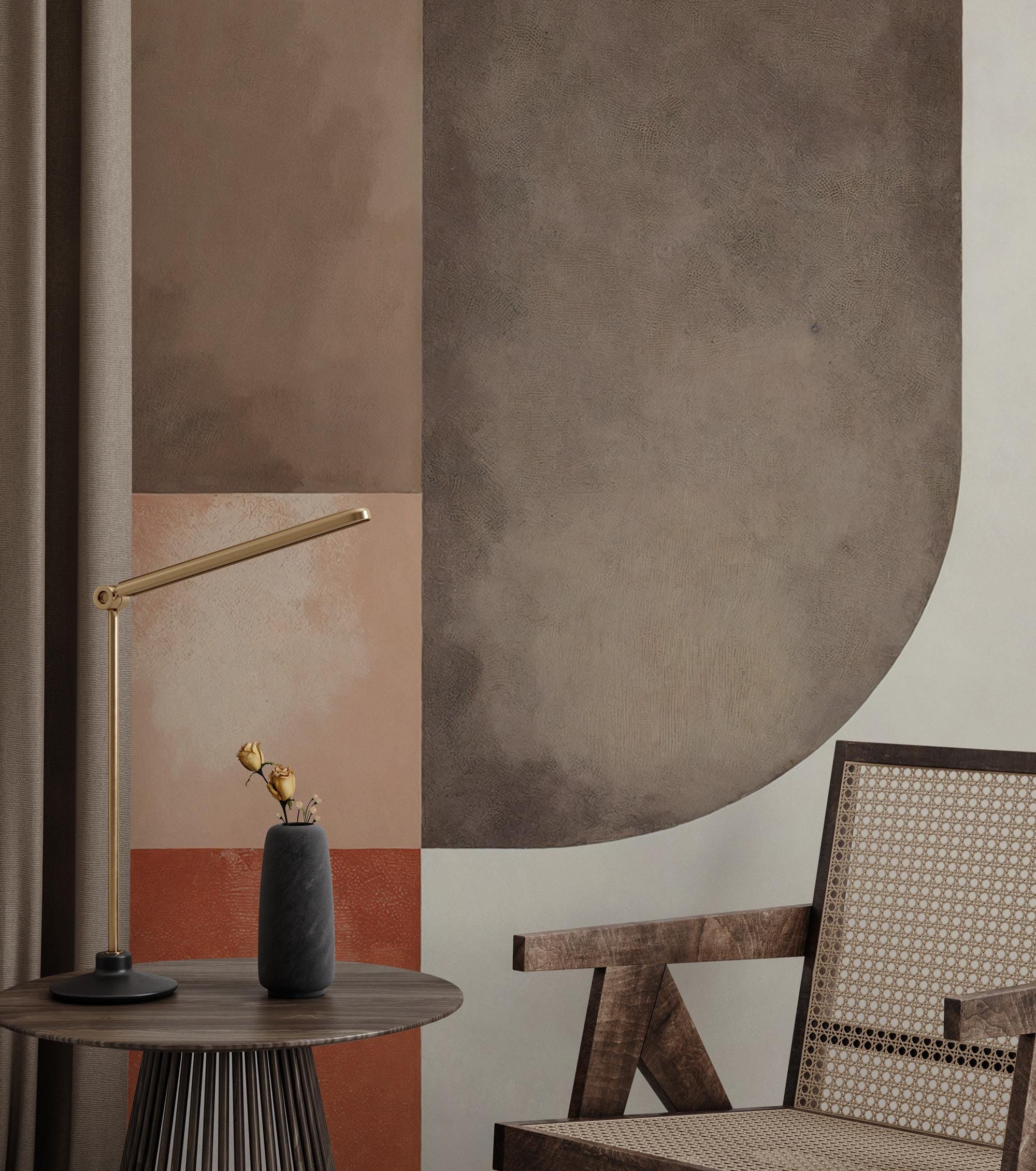 Modern Abstract Geometric Terracotta Wallpaper: Peel and Stick Wall Mural - View 3