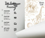 Brown Safari Nursery Wallpaper: Jungle Animals Peel and Stick Mural - View 5