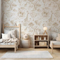 Brown Safari Nursery Wallpaper: Jungle Animals Peel and Stick Mural