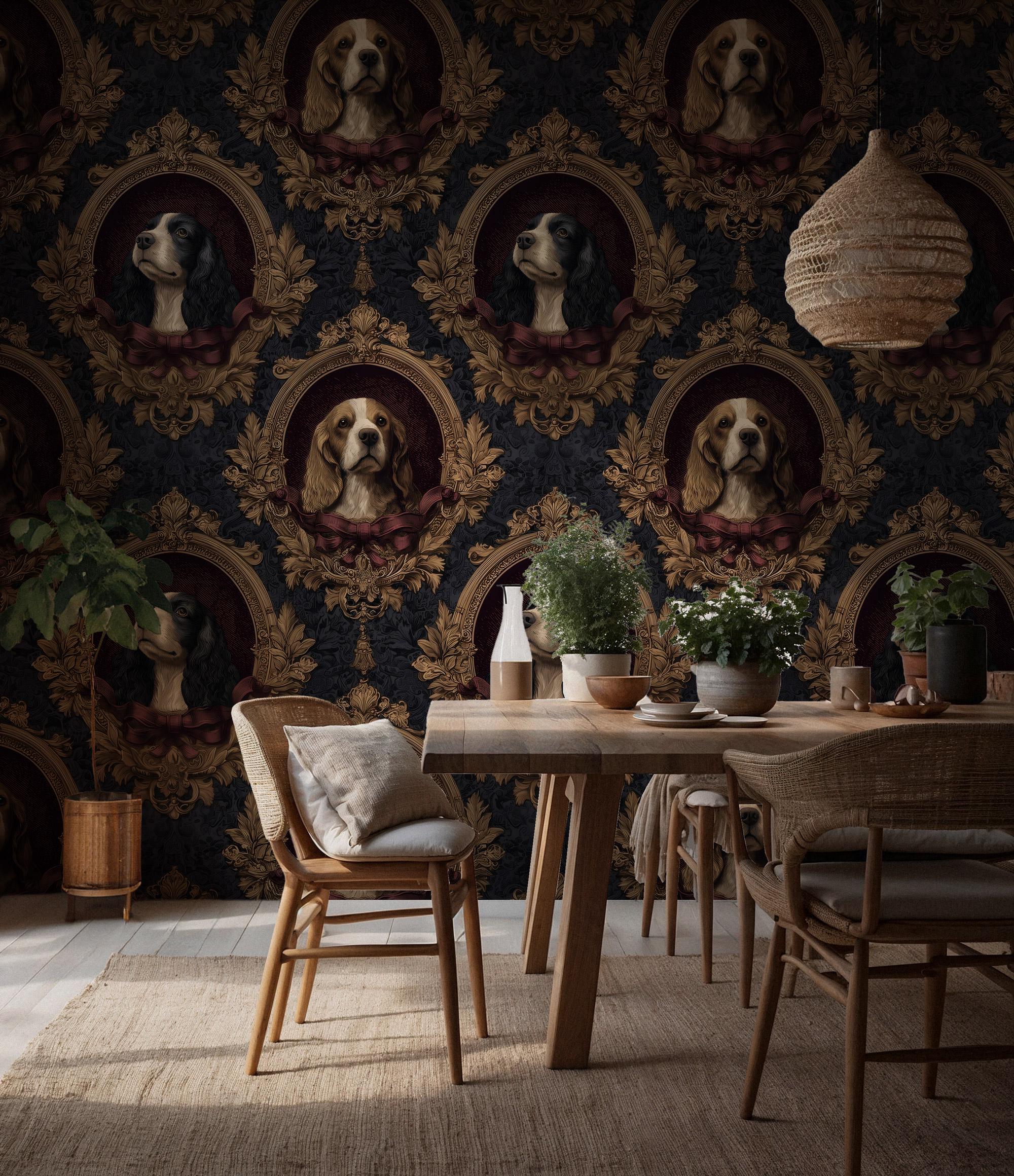 Vintage Dog Wallpaper; Peel and Stick Wall Mural