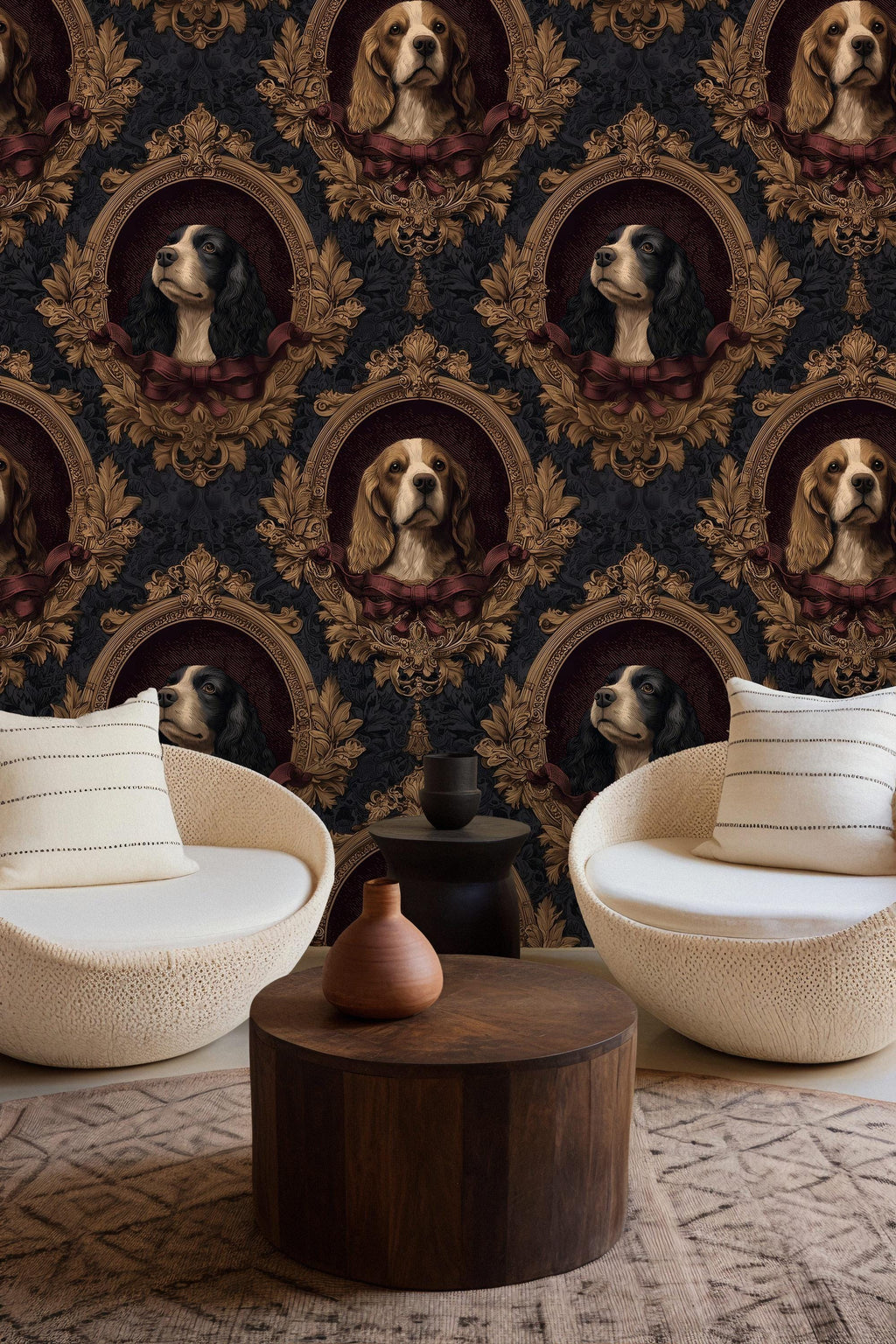 Vintage Dog Wallpaper; Peel and Stick Wall Mural - View 3