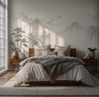 Asian Ink Wash Mountain Wallpaper: Peel and Stick Wall Mural - View 4