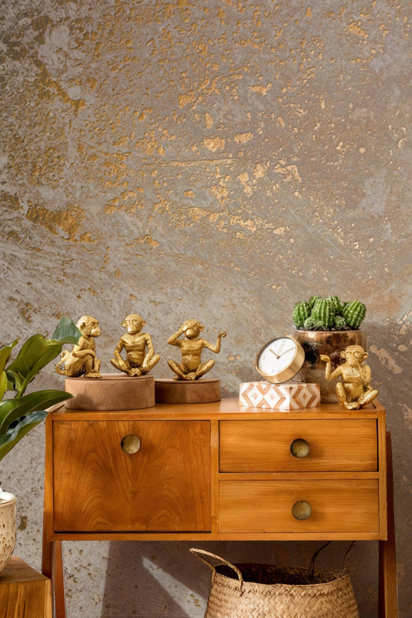 Beige Gold Textured Plaster Wallpaper: Peel and Stick Wall Mural