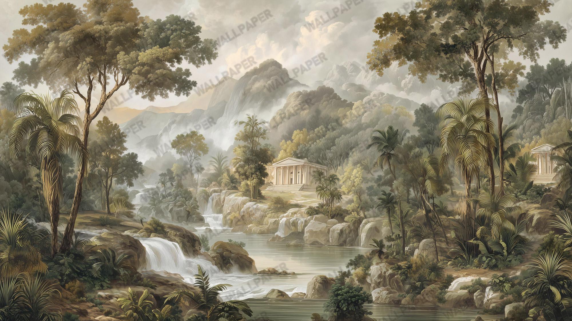 Romantic Classical Landscape Wallpaper: Peel and Stick Wall Mural - View 6