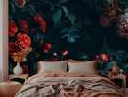 Dark Floral Wallpaper: Moody Peony Dahlia Botanical Wall Art (Peel and Stick)