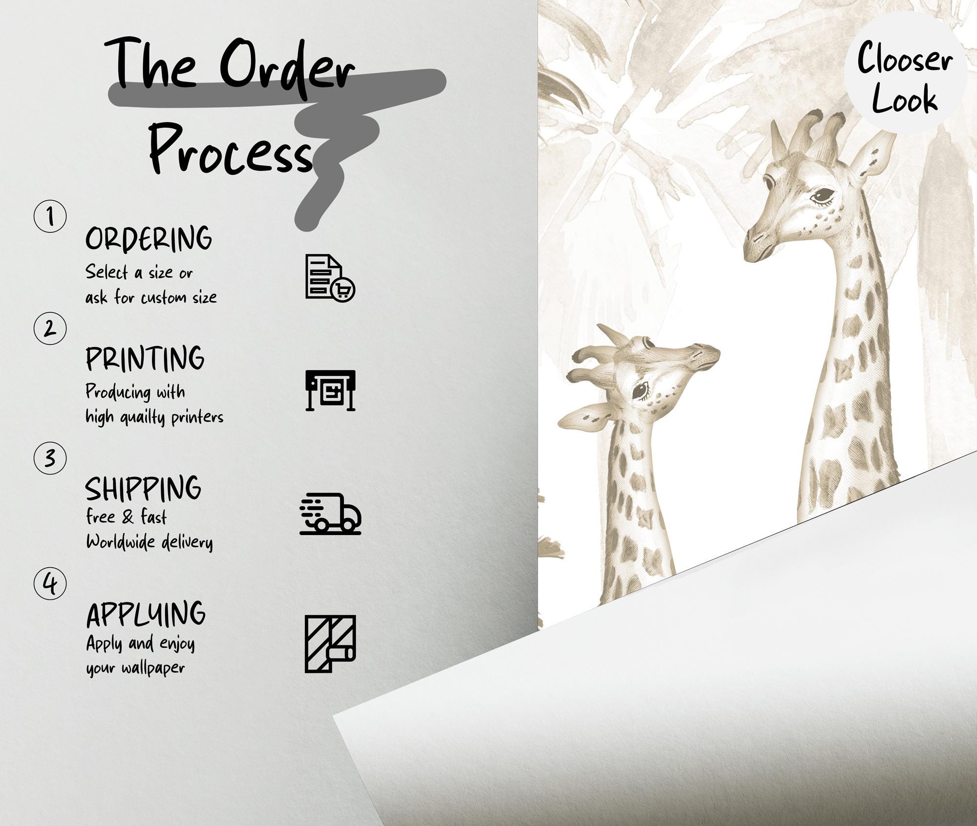 Brown & Ivory Safari Wallpaper Peel and Stick, Kids Room Decor - View 5