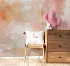 Blush Pink Wallpaper: Textured Peel and Stick Wall Mural - View 2