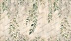 Sage Green Botanical Leaf Wallpaper: Neutral Beige Floral Wall Mural, Peel and Stick - View 6