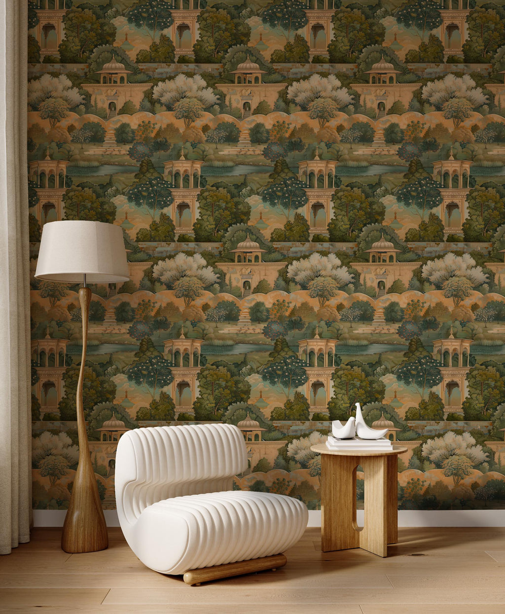 Vintage Garden Landscape Wallpaper; Classical Scenic Peel and Stick Wall Mural