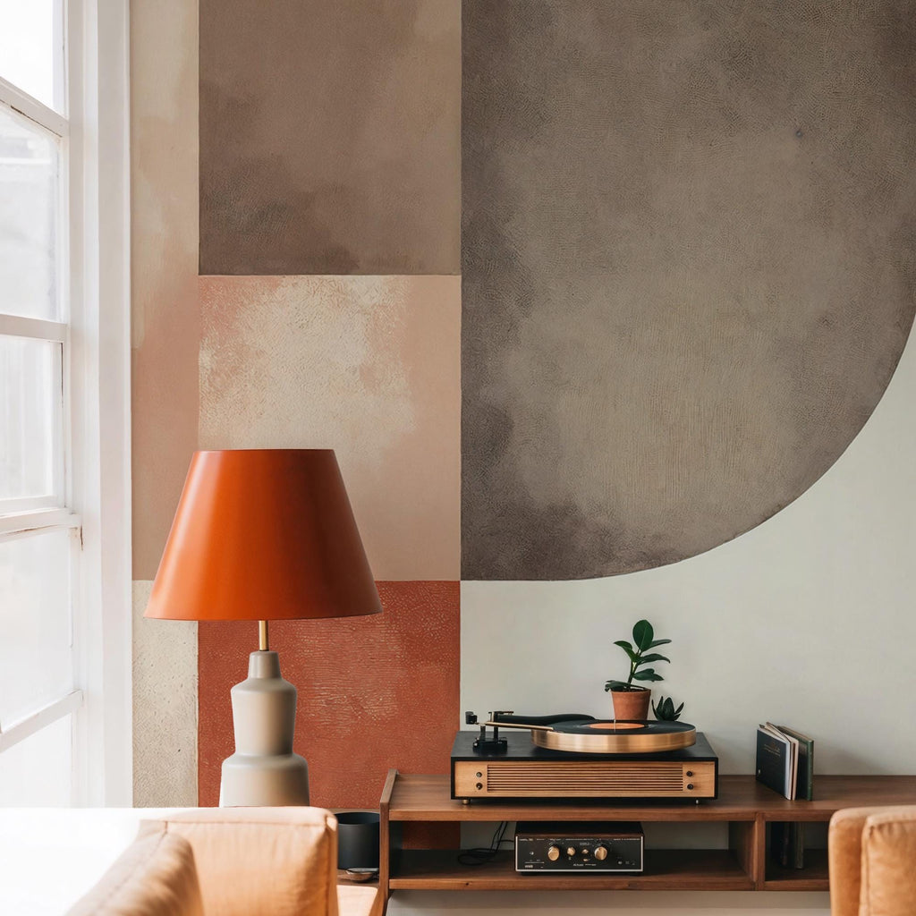 Modern Abstract Geometric Terracotta Wallpaper: Peel and Stick Wall Mural - View 4
