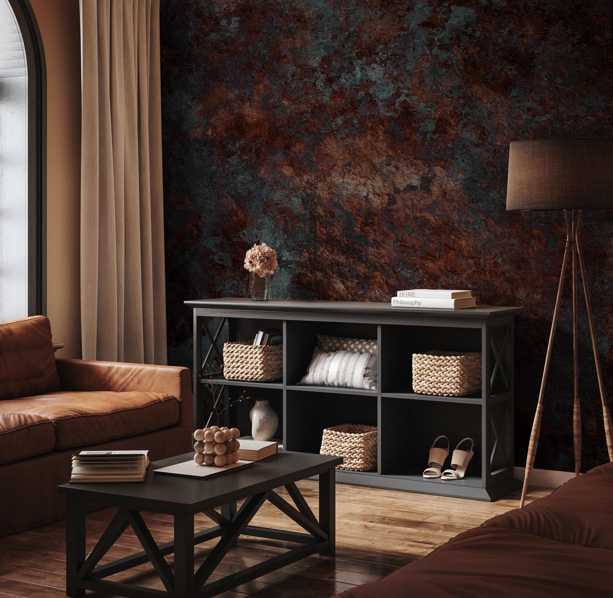 Rustic Copper Peel and Stick Wallpaper, Texture Wall Mural - View 3