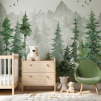 Forest Mountain Wallpaper: Kids Room Peel & Stick Wall Mural
