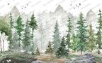 Forest Mountain Wallpaper: Kids Room Peel & Stick Wall Mural - View 3