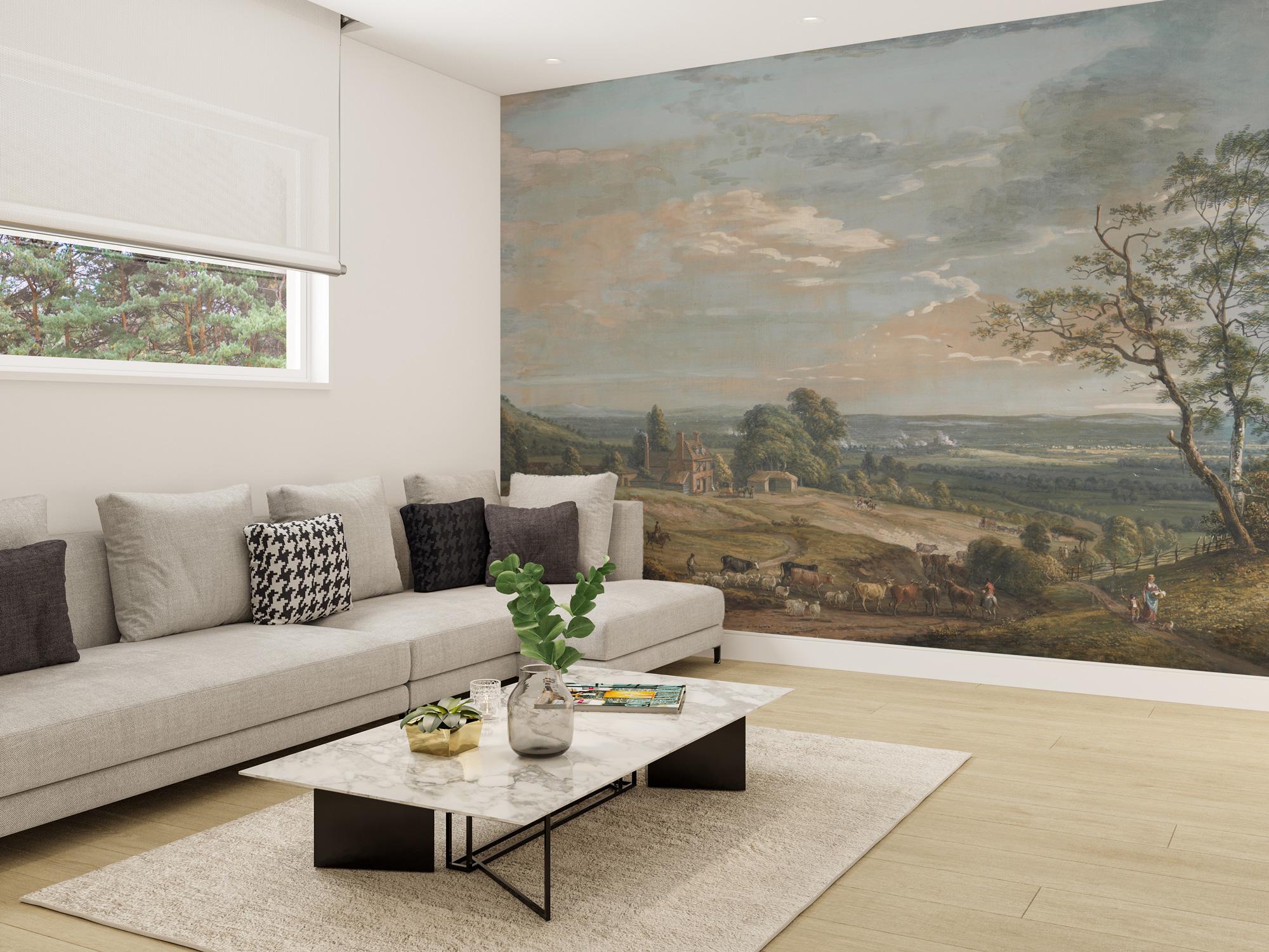 Vintage Countryside Peel and Stick Wallpaper, Landscape Wall Mural - View 5