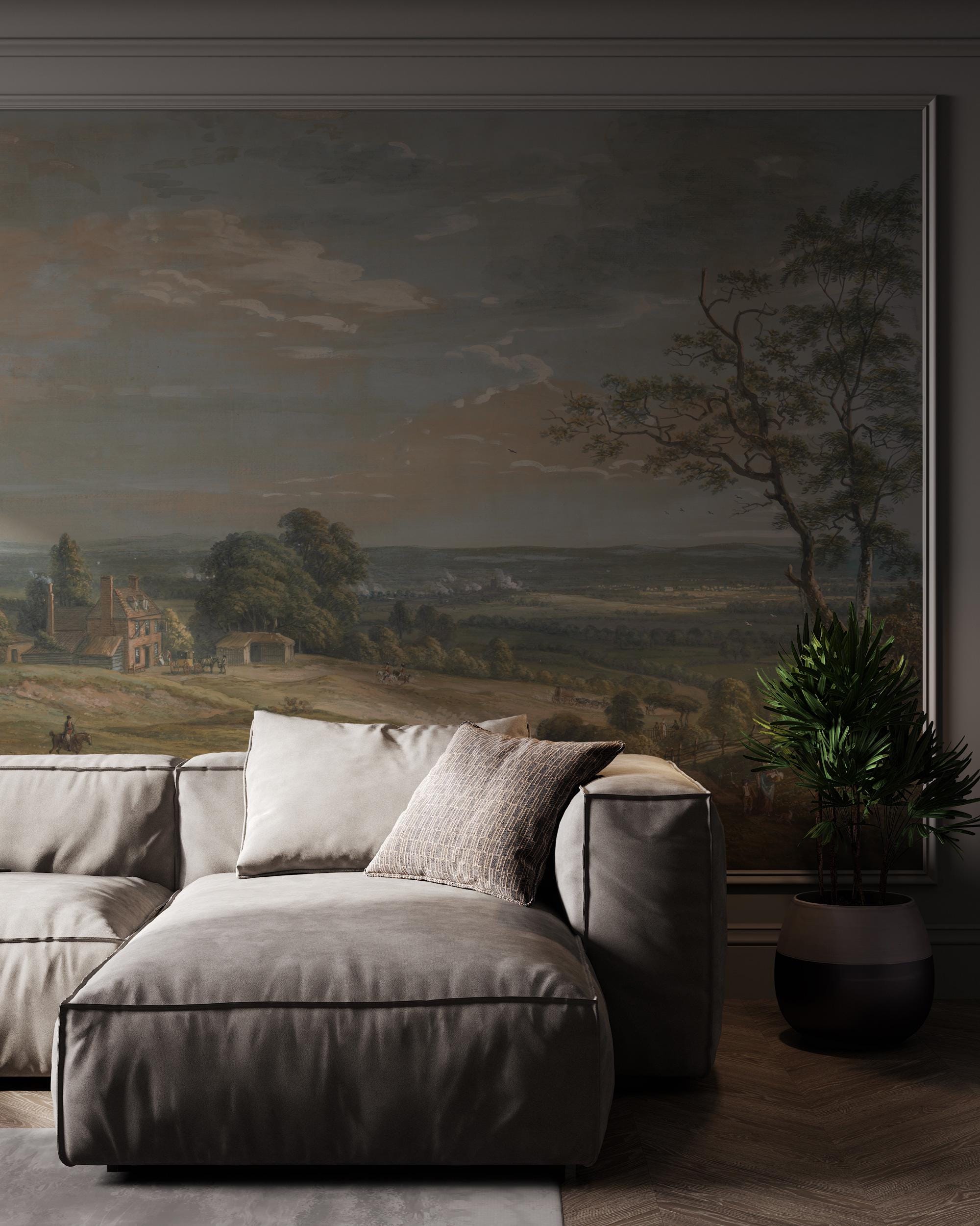 Vintage Countryside Peel and Stick Wallpaper, Landscape Wall Mural