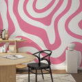 Pink Retro Geometric Wallpaper: Pink Color Peel and Stick Wall Mural