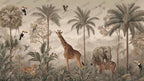 Vintage Safari Jungle Animals Wallpaper: Tropical Peel and Stick Wall Mural - View 6
